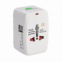 מתאם חשמל ADAPTOR בינ"ל ומגן ברקים עם USB כפול מתאם חשמל ADAPTOR בינ"ל ומגן ברקים עם USB כפול