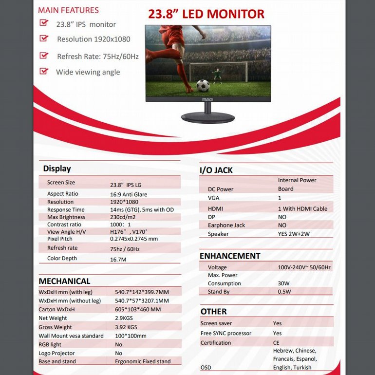 ��� ���� MAG 23.8" LED monitor G24IPS | ���