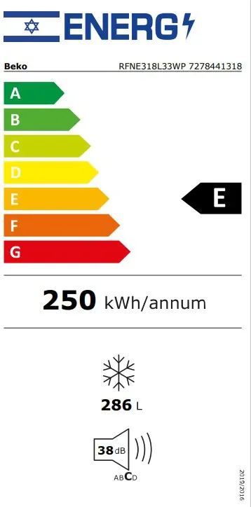 ����� 8 ������ 286 ���� No Frost ��� RFNE318L33WP ��� | Beko