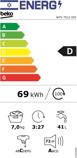 ����� ����� ��� ���� 7 �� 15 ������� 1000 ��� Beko WTV7513XST - ��� ���
