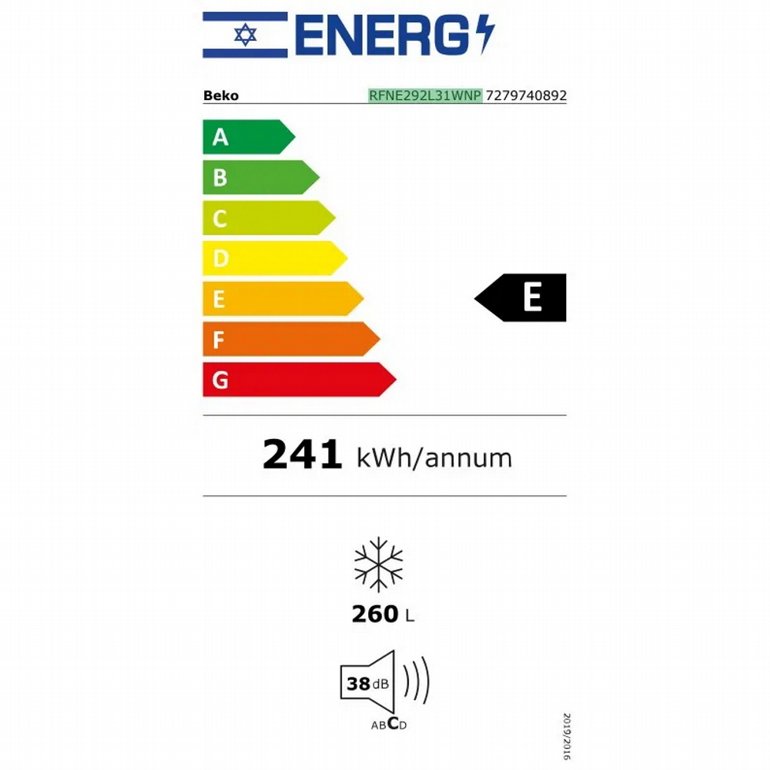 ����� 7 ������ - 260 ���� ��� RFNE292L31WNP ���� - Beko | ���