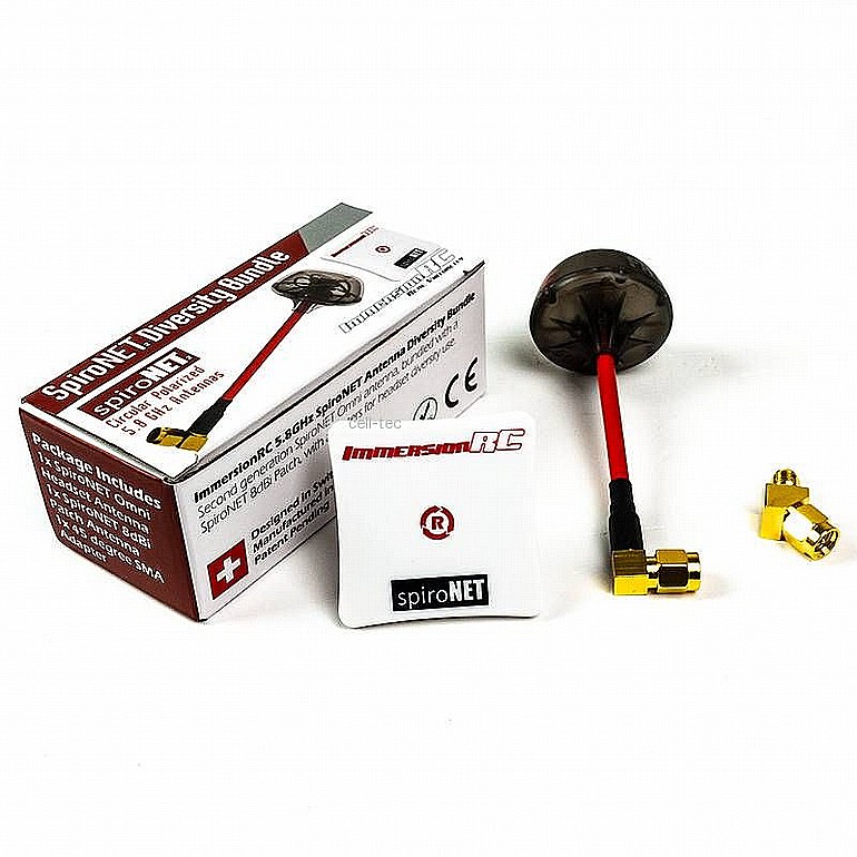 �� 2 ������ - ImmersionRC SpiroNET V2 5.8GHz RHCP Diversity Bundle Omni 8dBi Patch FPV Antenna with 45 Degree SMA