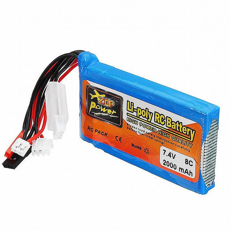 ����� - ZOP Power 7.4V 2000mah 8C Lipo Battery For Frsky ACCST Taranis Q X7 Transmitter 