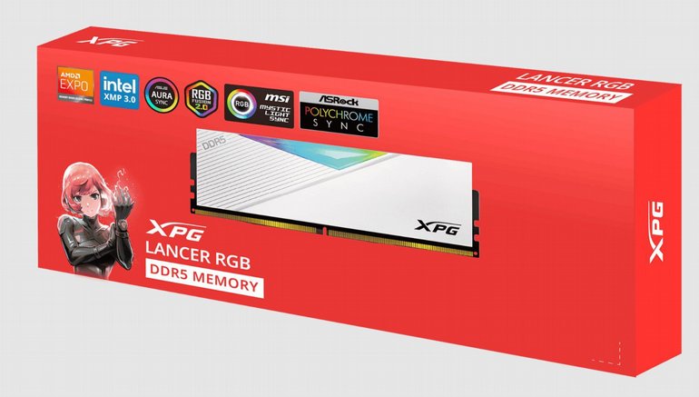 ����� ����� ���� ADATA XPG Lancer Customizable RGB DDR5 U-DIMM 32GB 6400MHz White