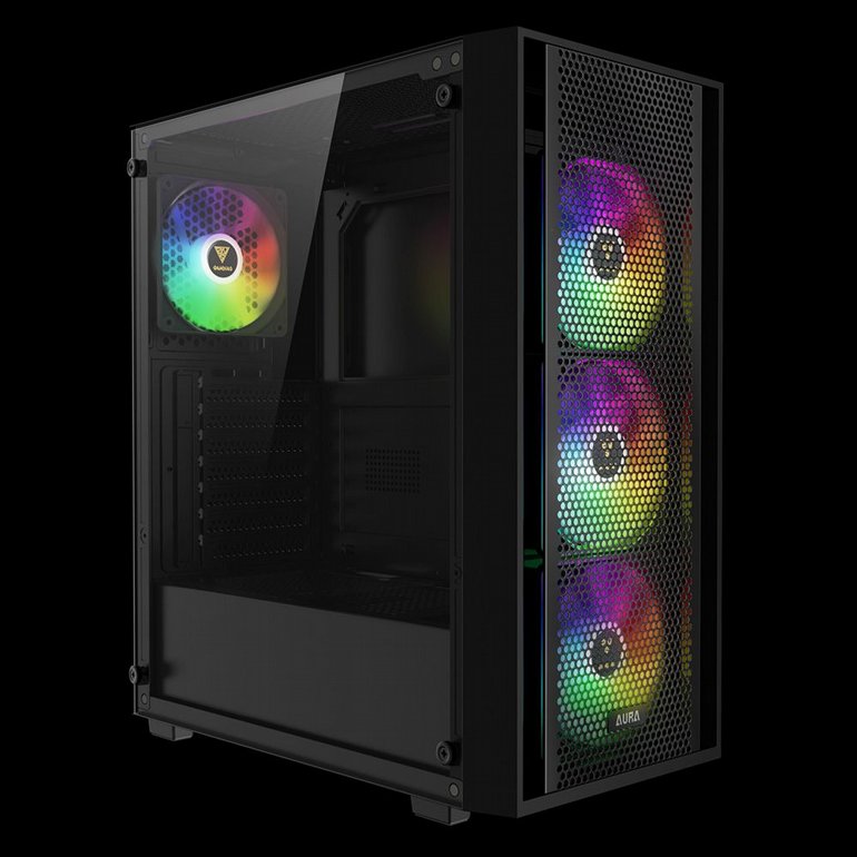 ���� ���� GAMEDIAS - AURA GC2 ELITE V2 - Transparent Glass Side Panel - Black