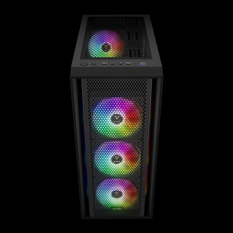 ���� ���� GAMEDIAS - AURA GC2 ELITE V2 - Transparent Glass Side Panel - Black