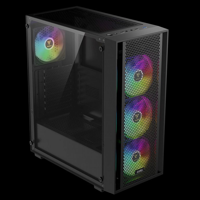 ���� ���� GAMEDIAS - AURA GC2 ELITE V2 - Transparent Glass Side Panel - Black