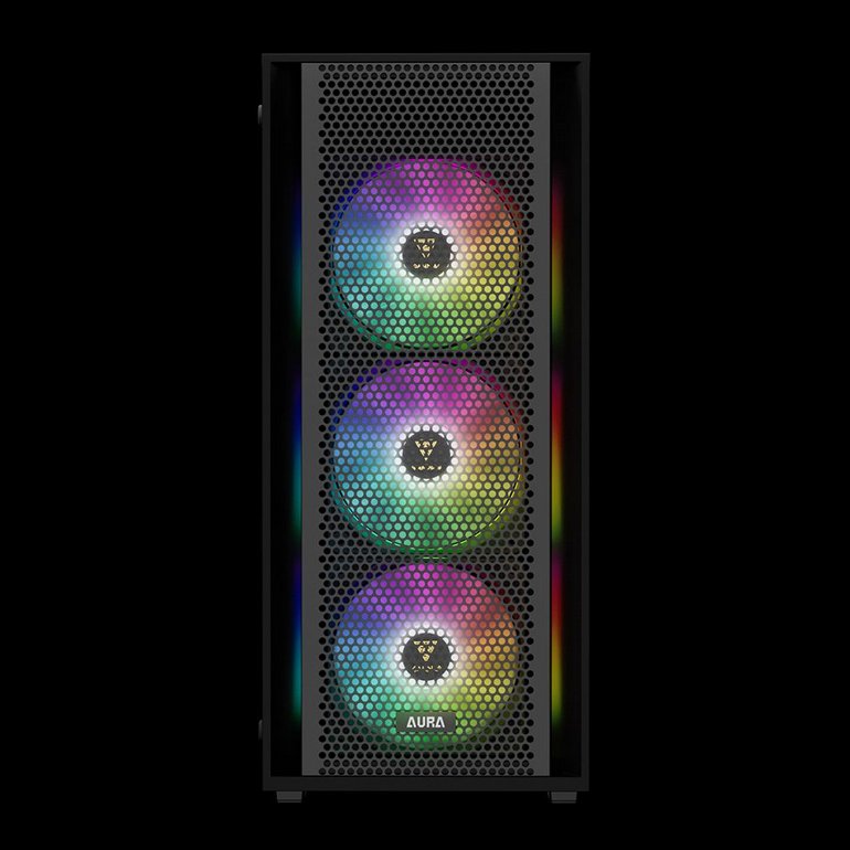 ���� ���� GAMEDIAS - AURA GC2 ELITE V2 - Transparent Glass Side Panel - Black