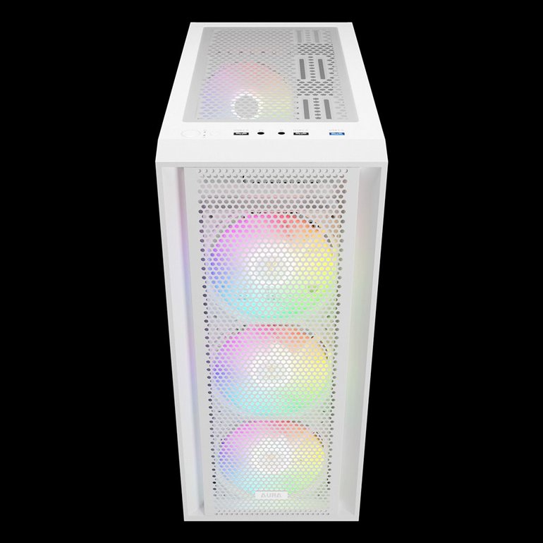 ���� ���� GAMEDIAS - AURA GC2 ELITE WH V2 - Transparent Glass Side Panel - Black