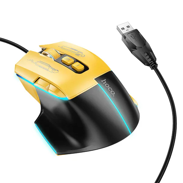 ���� ������� HOCO - GM31 - Overlord Luminous Gaming Wired Mouse - Yellow, Black