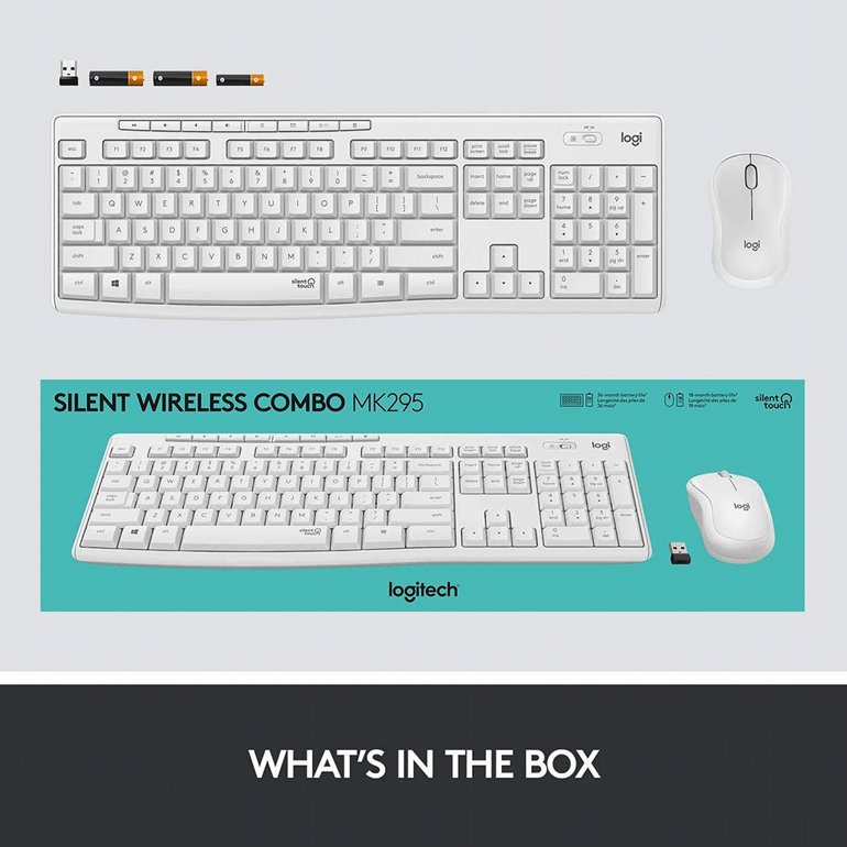 �� ������ ����� �����  Logitech - Silent Wireless Combo - MK295  White  (EN/HEB)