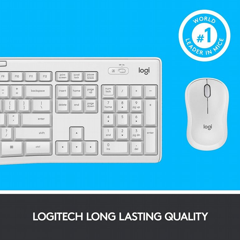 �� ������ ����� �����  Logitech - Silent Wireless Combo - MK295  White  (EN/HEB)