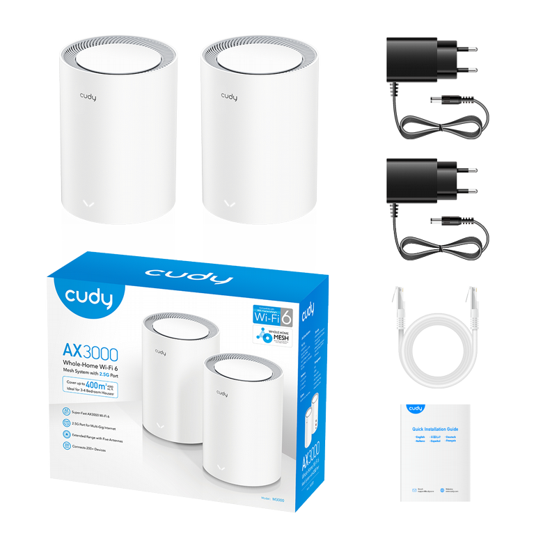 ��� ������ ����� ���� ����� MESH � M3000 2.0 AX3000 2-Pack Cudy ���