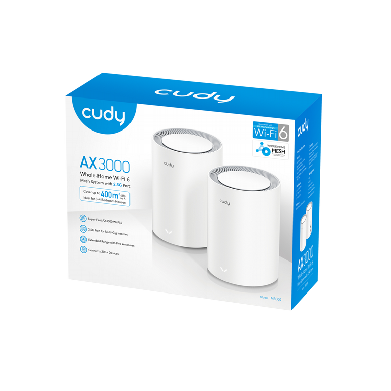 ��� ������ ����� ���� ����� MESH � M3000 2.0 AX3000 2-Pack Cudy ���