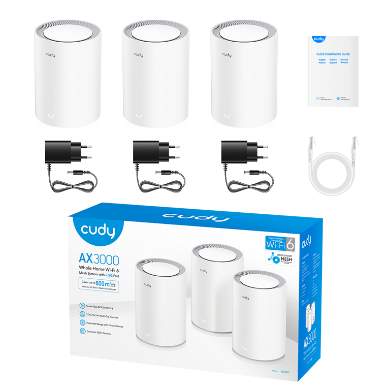 ��� ������ ����� ���� ����� MESH � M3000 2.0 AX3000 3-Pack Cudy ���