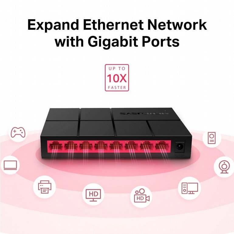 ��� ���� Mercusys - Switch - 8-Port Gigabit - MS108G