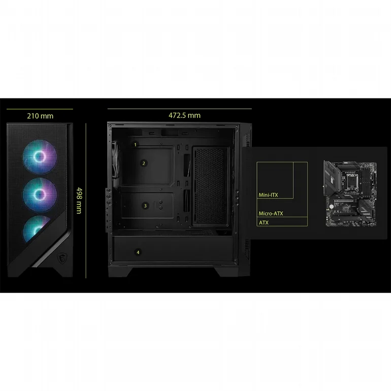 ���� ���� MSI - MAG FORGE 320R AIRFLOW WHITE - Transparent Glass Side