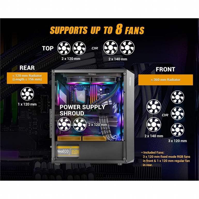 ���� ���� Antec - NX292 ARGB - Transparent Glass Side Panel