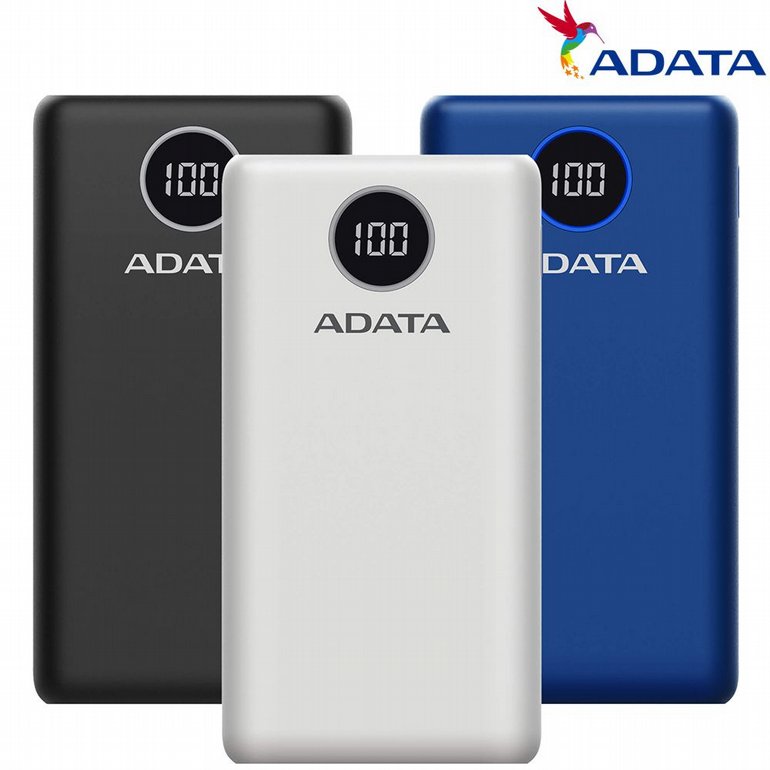 ����� ����� ����� ADATA AP20000QCD 20,000mAh Power Bank USB Black White Blue