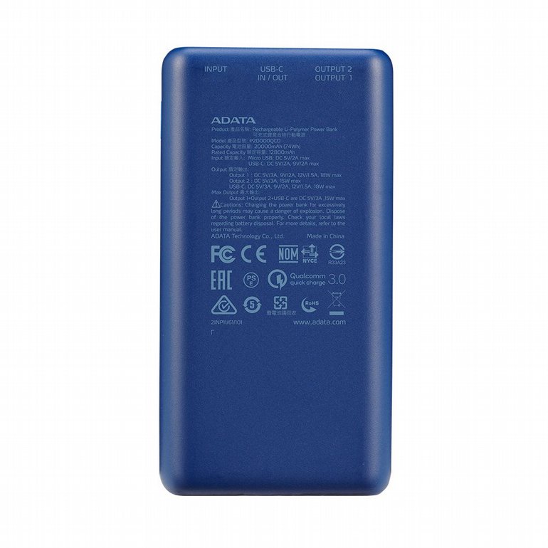 ����� ����� ����� ADATA AP20000QCD 20,000mAh Power Bank USB Black White Blue