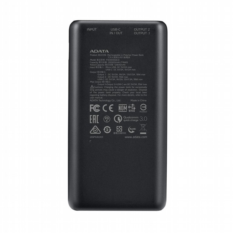 ����� ����� ����� ADATA AP20000QCD 20,000mAh Power Bank USB Black White Blue