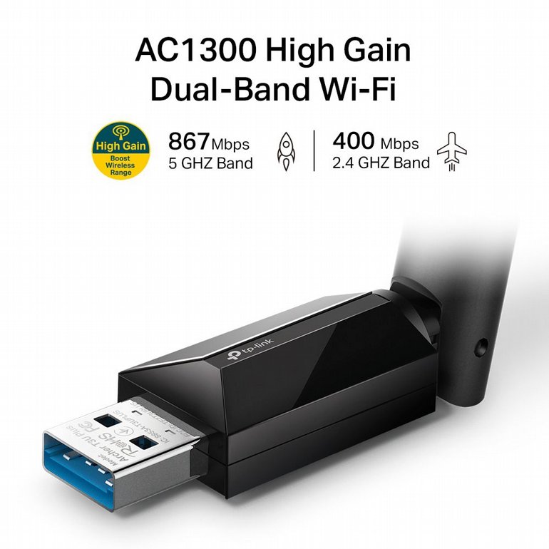 ����� ��� ������� TP-Link - High Gain Wireless Dual Band USB Adapter - T3U Plus - AC1300
