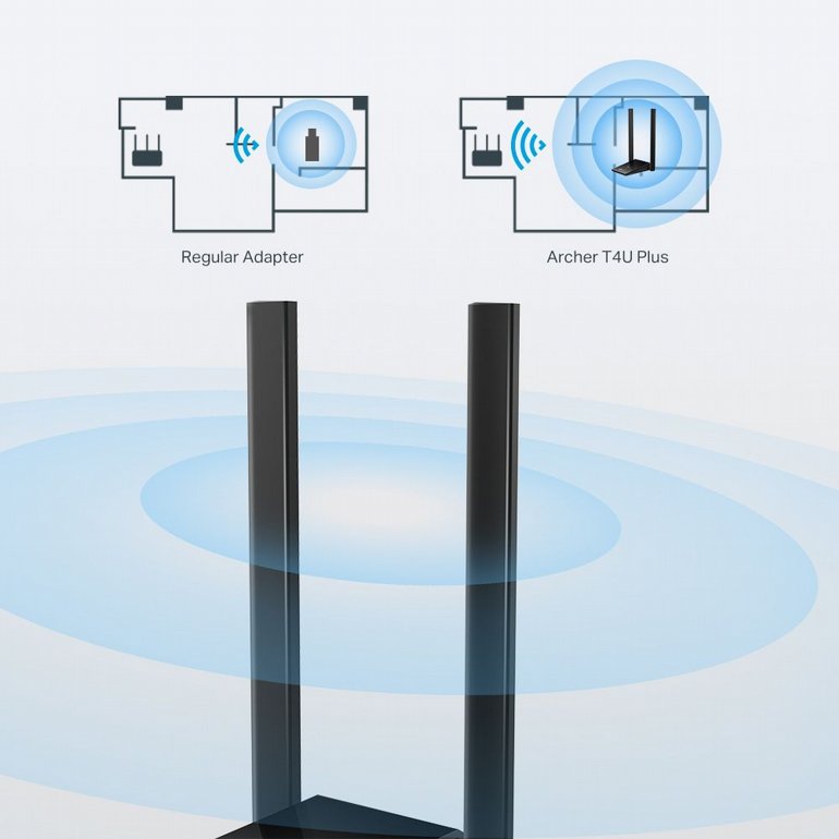 ����� ��� ������� TP-Link - High Gain Wireless Dual Band USB Adapter - T4U Plus - AC1300