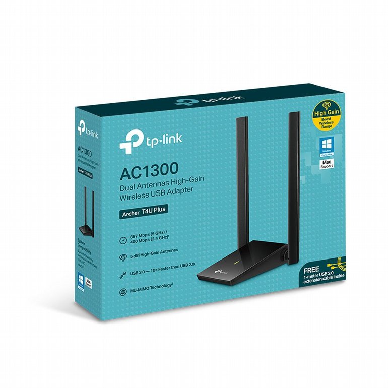 ����� ��� ������� TP-Link - High Gain Wireless Dual Band USB Adapter - T4U Plus - AC1300