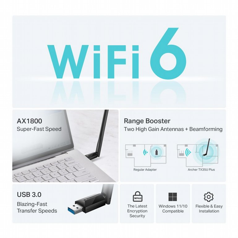 ����� ��� ������� TP-Link Archer TX35U Plus AX1800 High Gain Wireless USB Adapter