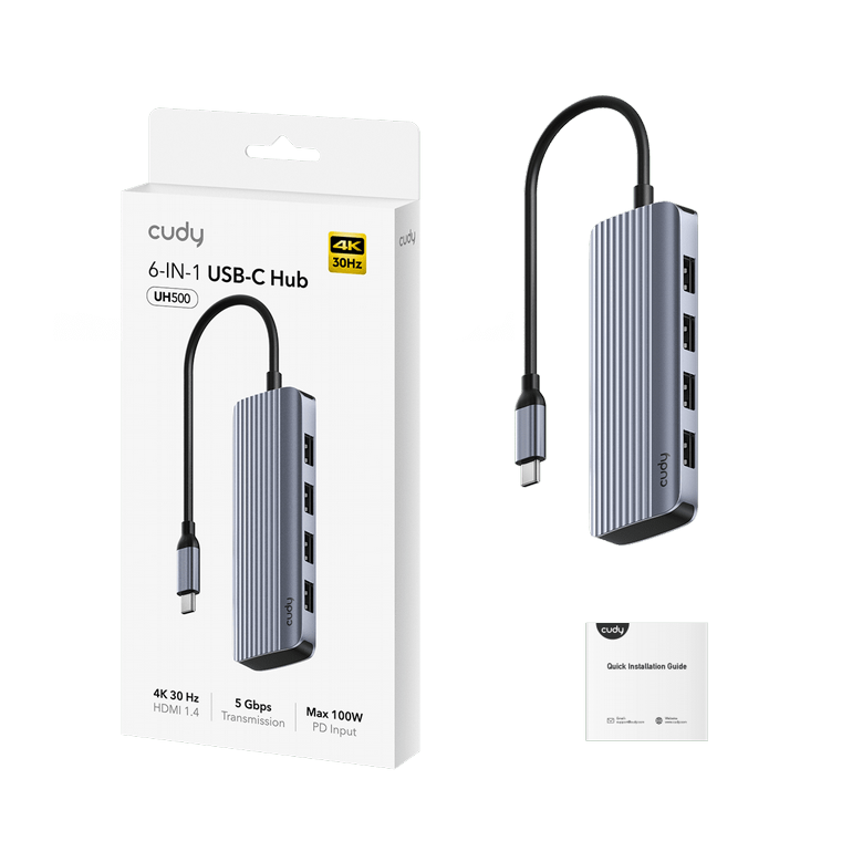 ���� Cudy UH500 6-in-1 HDMI 4K USB-C Hub